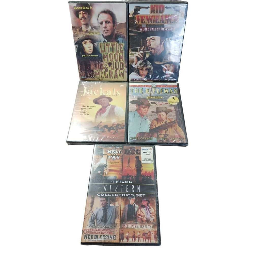 Western Movie DVD Lot 8 Films Rifleman Kid Vengeance Jackals Sealed Retro READ